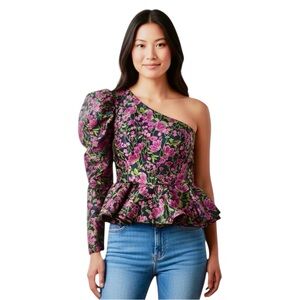 En Saison One-Shoulder Floral Peplum Top - Size XS - NWT